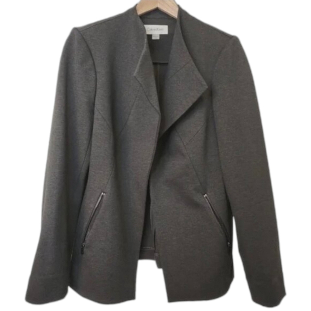 Calvin Klein Charcoal Grey Moto Blazer - Open Front - 10